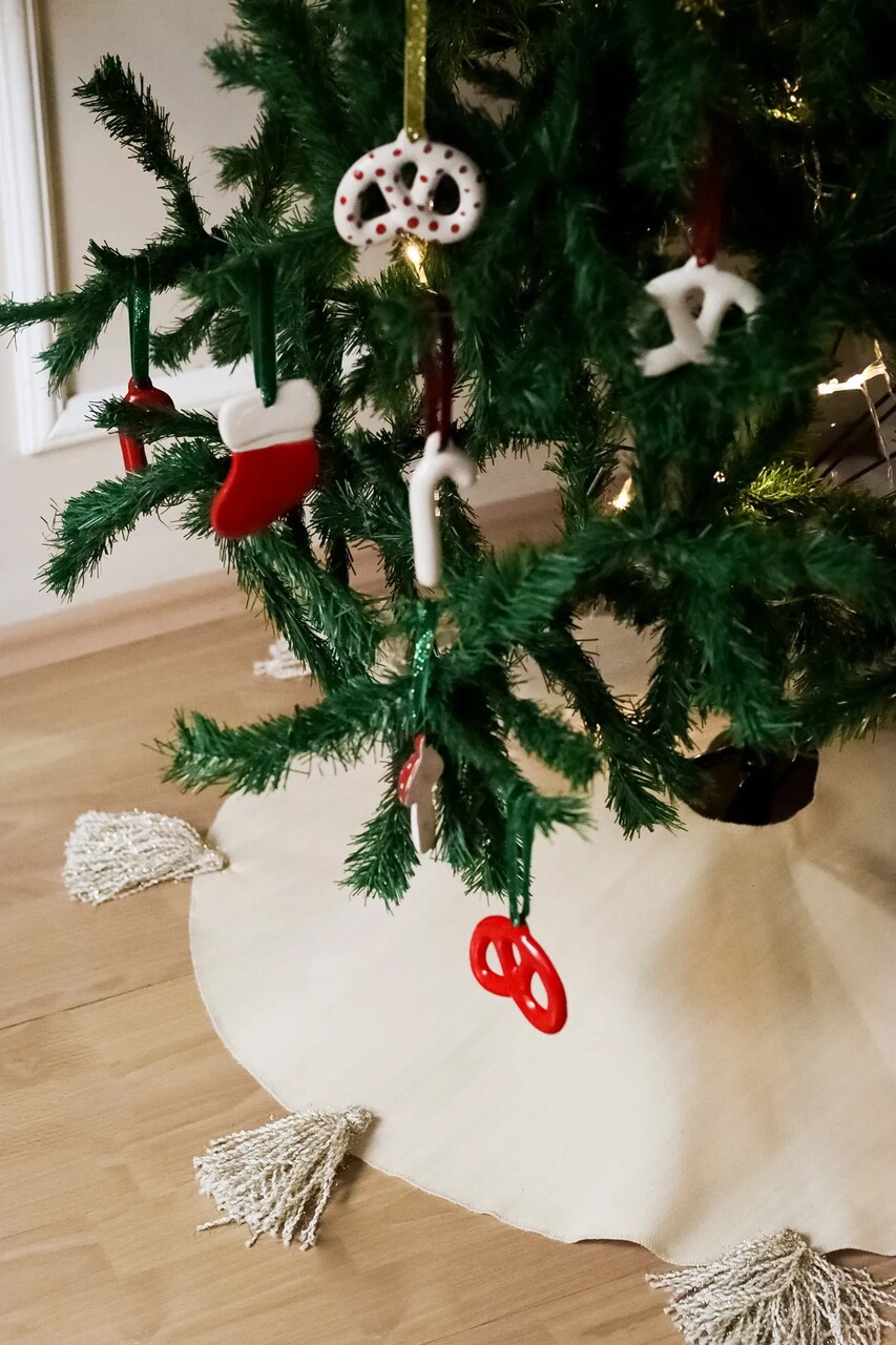 Ornament de brad de Crăciun, BSY413, In, Crem - imagine 3